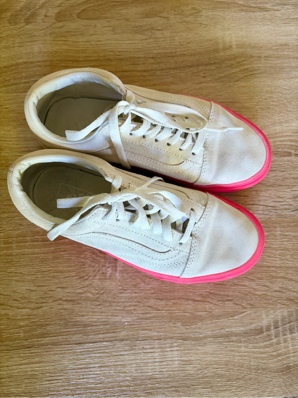Women’s White Canvas Sneakers with Pink Platform Sole